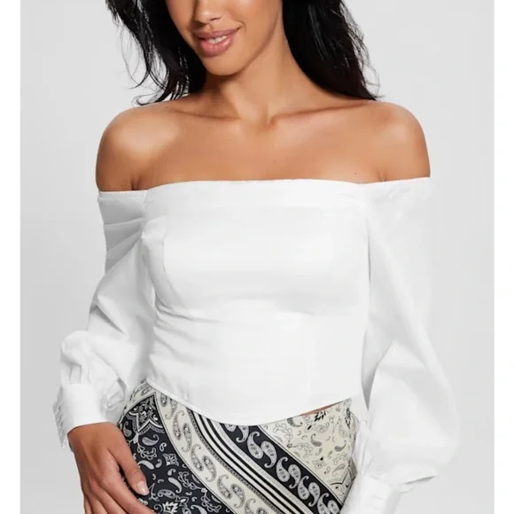 Kristin Off-the-Shoulder Corset Top | Guess - Picture 3 of 6